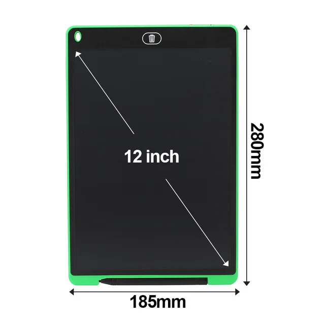Green 12 inch Графика планшет ЖК-дисплей планшет для рисования 12 дюймов планшет для письма доска Электронный планшет ультра-тонких досок с ручкой Беспроводной рукописным вводом - Цвет: Green 12 inch