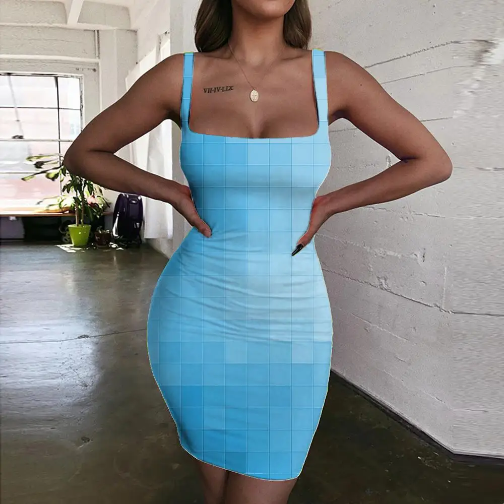

Giyu Brand Geometry Dress Women Cube Ladies Dresses Hip Hop Bodycon Dress Harajuku Halter Sleeveless Womens Clothing Plus Size