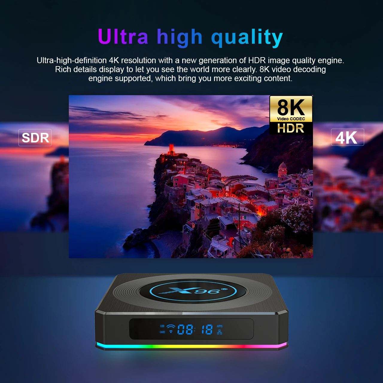 Телеприставка X96 X4 Smart TV Box Amlogic S905X4 Android 11 BOX 8K медиаплеер AV1 2 4G 5 8G Wi-Fi 64G BT4.1