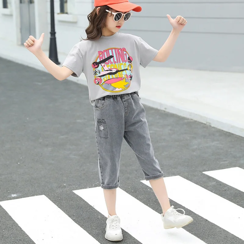 Милая Повседневная футболка с короткими рукавами и рисунком для маленьких