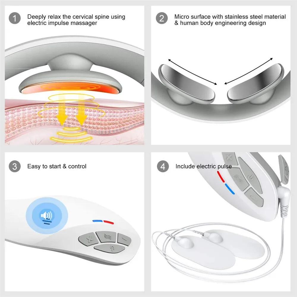 

Neck Shoulder Massager Portable Neck Massage With Heat Cordless 4 Modes 16 Levels Smart Deep Tissue Trigger Point Pulse Massage