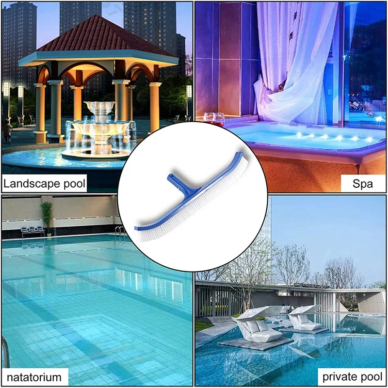 

Swimming Pool Brush, 18 Inch Heavy Duty Swimming Floor & Wall Pool Brush, Curved Ends Bristles Pool Brush Head