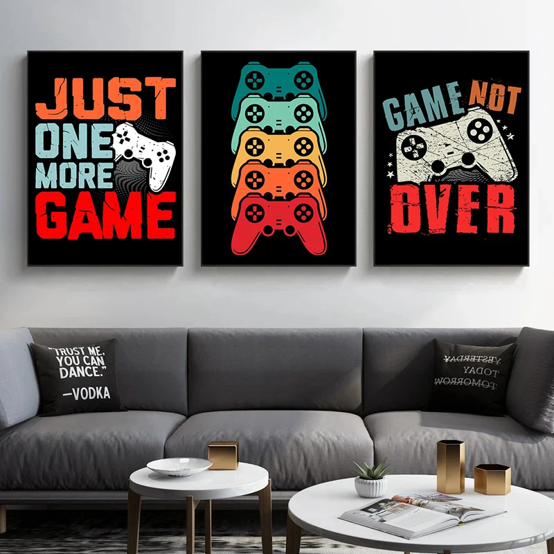 

Game Not Over Video Compute Gamepad Controller Gaming Wall Art Canvas Painting Posters Prints Pictures Boys Kids Room Home Decor