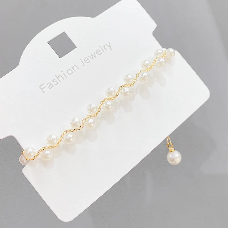 

Wholesale Irregular Natural Pearl Pull Bracelet Bangle Women Girl Baroque French Style High Sense Ornament