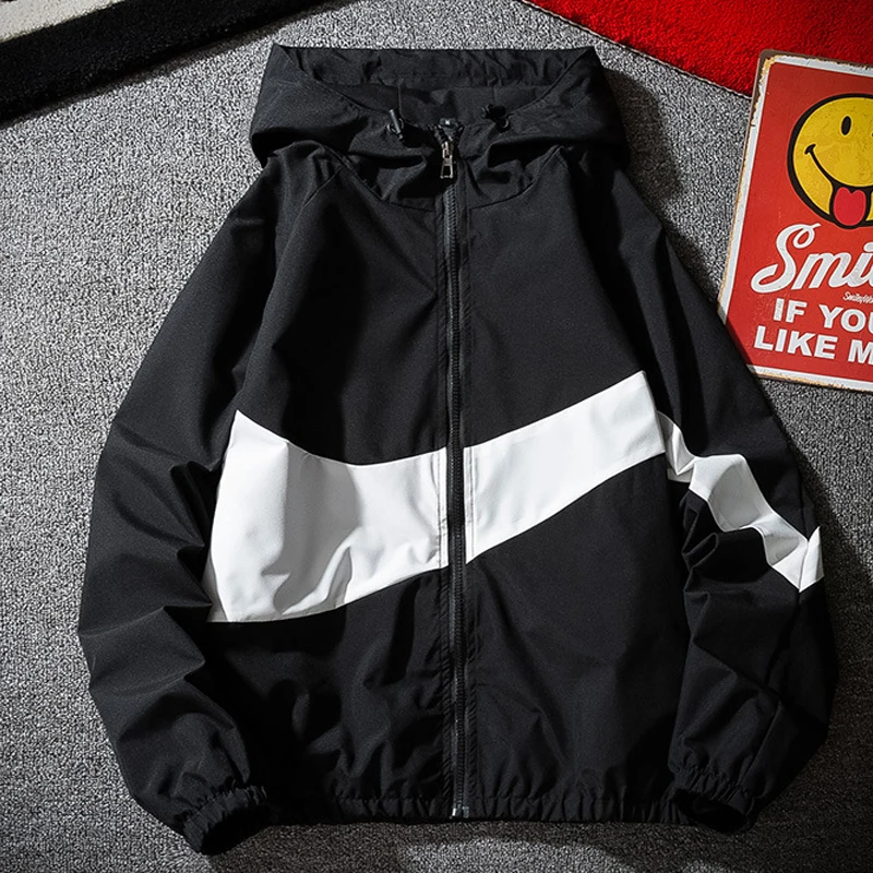 

Men's Streetwear Hip Hop Jackets Spring Autumn Warm Windbreakers Zipper Hooded Oversized Coat Casual Harajuku Bomber Jacket Men