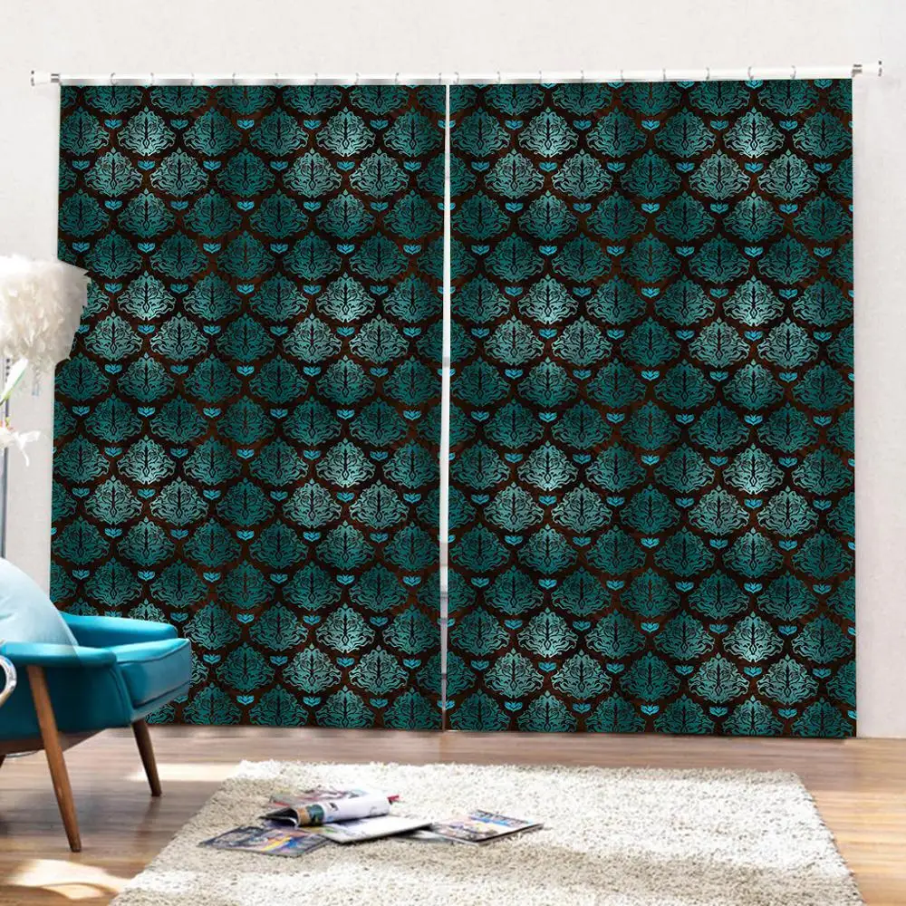 

green curtains blackout curtains 3D Curtain Luxury Blackout Window Curtain Living Room