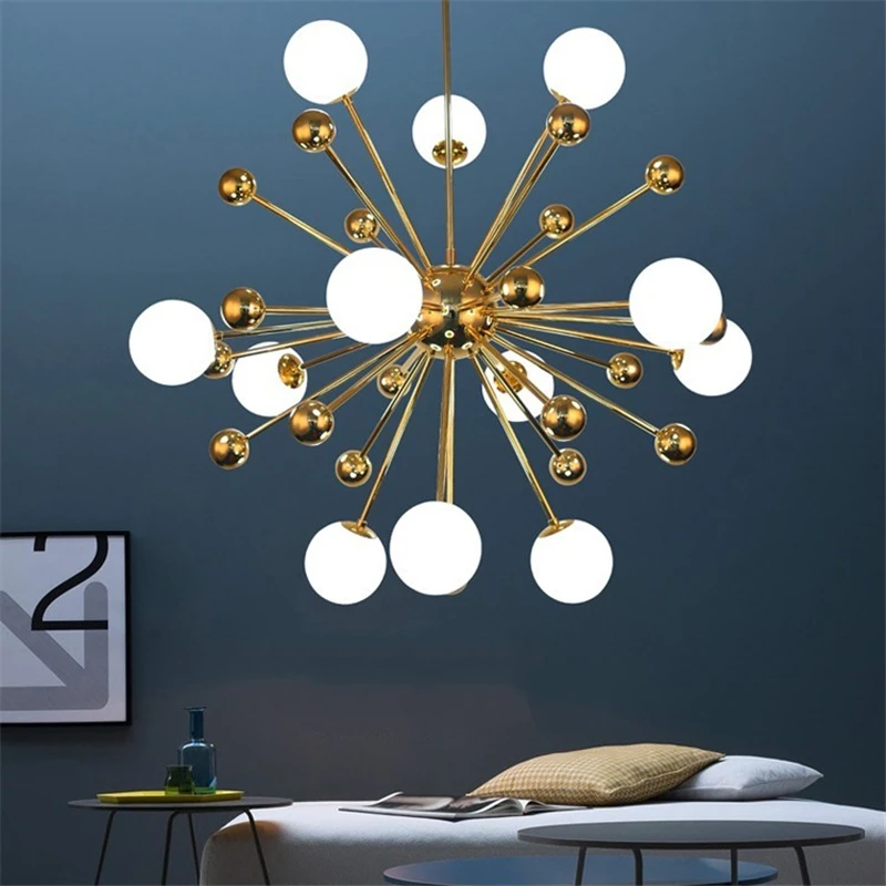 

Modern Loft Dandelion Chandelier Creative Art Gold Warm Bedroom Firework Hanging lamp Living Room Bar G4 Hanging Light Fixtures