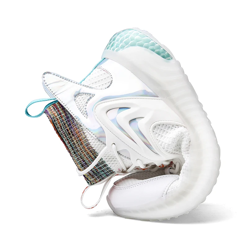 Мужские высокие кроссовки для бега модные мужские с блестками толстая подошва