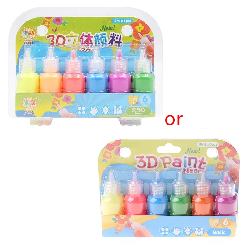 

6 цветов дети 3D акриловая краска пигмент набор для детей граффити DIY живопись инструменты для рисования товары для искусства