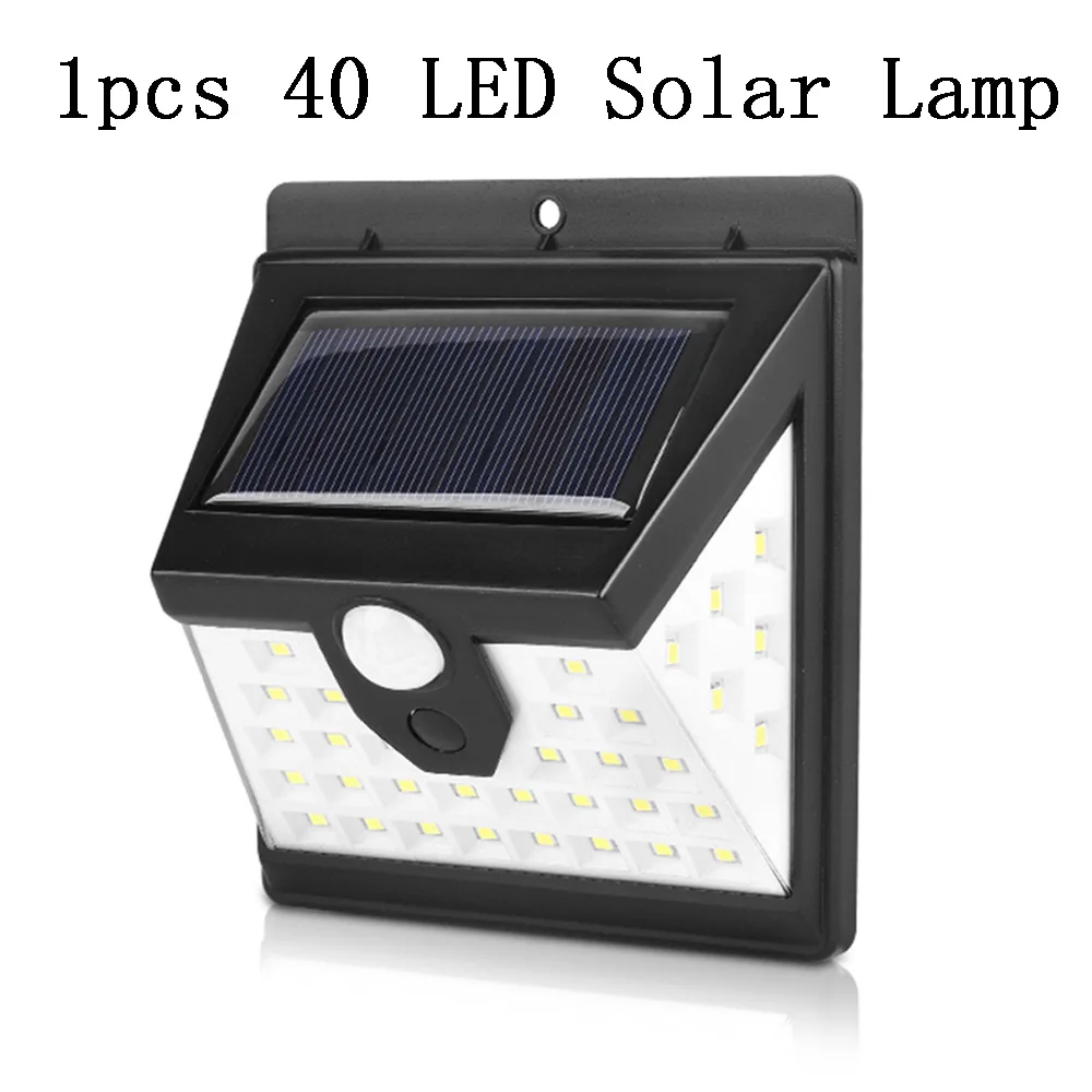1pcs 40 LED 40 светодиодный светильник на солнечной энергии, 3 режима, датчик человеческого тела, солнечная настенная лампа, открытый водонепроницаемый энергосберегающий садовый светильник s - Испускаемый цвет: 1pcs 40 LED