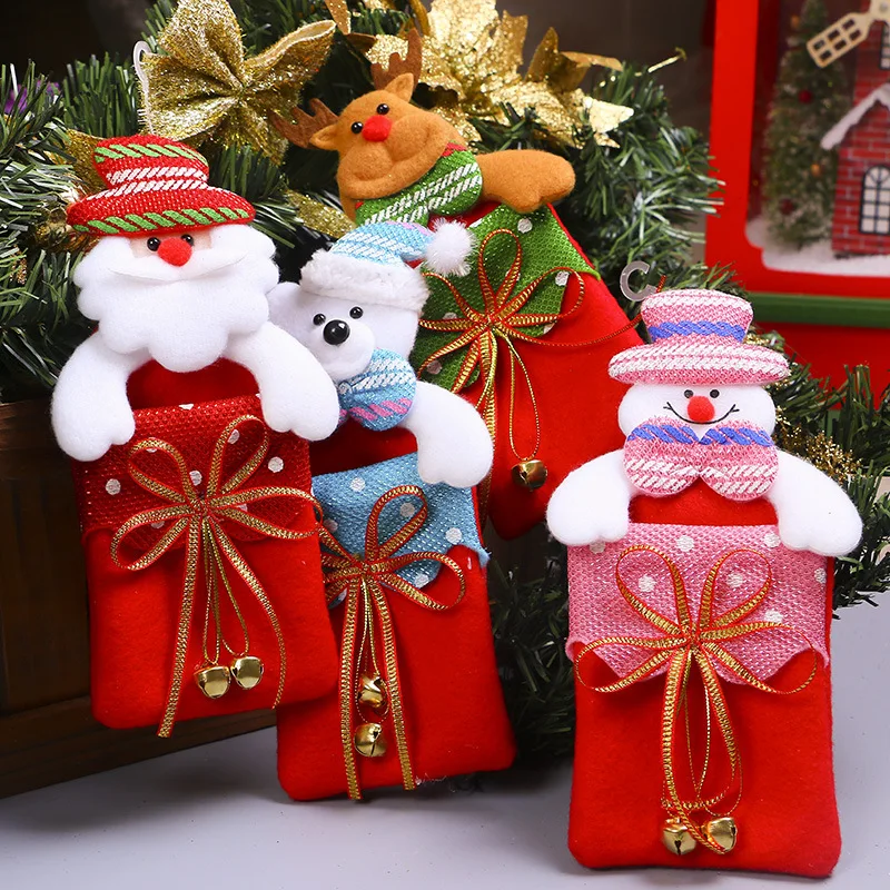 

1pc Christmas Gift Candy Bag DIY Xmas Tree Hanging Ornaments Santa Claus Elk Sock Gift Bag Decoration Home Decor Party Supplies