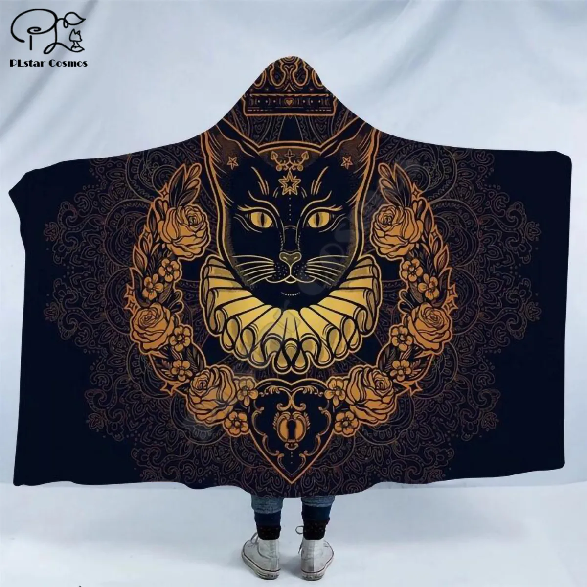 

American Eagle Hooded Blanket Adult colorful child Sherpa Fleece Wearable Blanket Microfiber Bedding style-4