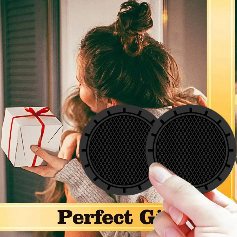 

2Pcs Cup Mat Non-slip Shockproof PVC Creative Drink Coasters for Vehicle