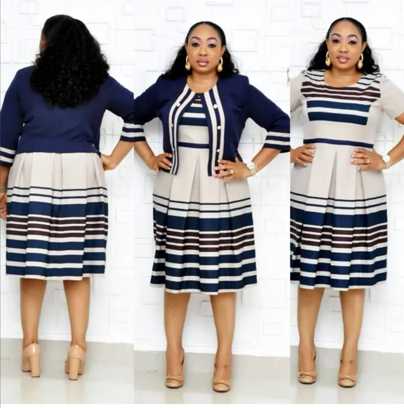 Комплект из 2 предметов Женское платье и кардиган в африканском стиле Сезон лето осень Стильные костюмы для