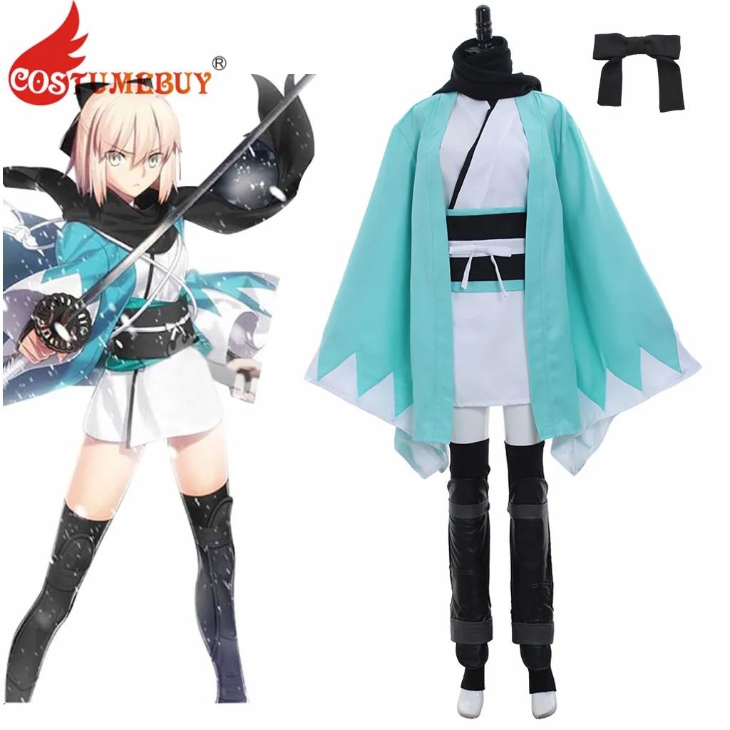 

Fate Grand Order Okita Souji Cosplay Costume Arturia Pendragon Costume Girls Sakura Saber Halloween Outfit L921