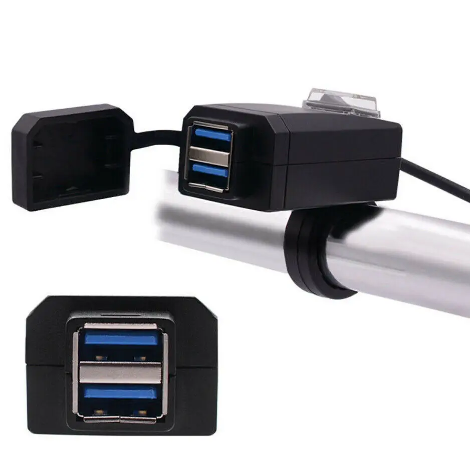 

Dual USB Port 12V Waterproof Motorbike Motorcycle Handlebar QC3.0 Fast Charger 5V 3.4A Adapter Power Supply Socket Phone Mobile
