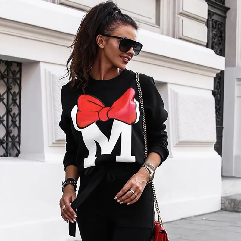 Милая Женская толстовка с принтом Микки Мауса, хлопковая толстовка с круглым вырезом и длинным рукавом, Kpop, осенние толстовки, Повседневная Уличная одежда, пуловер, Топ Харадзюку