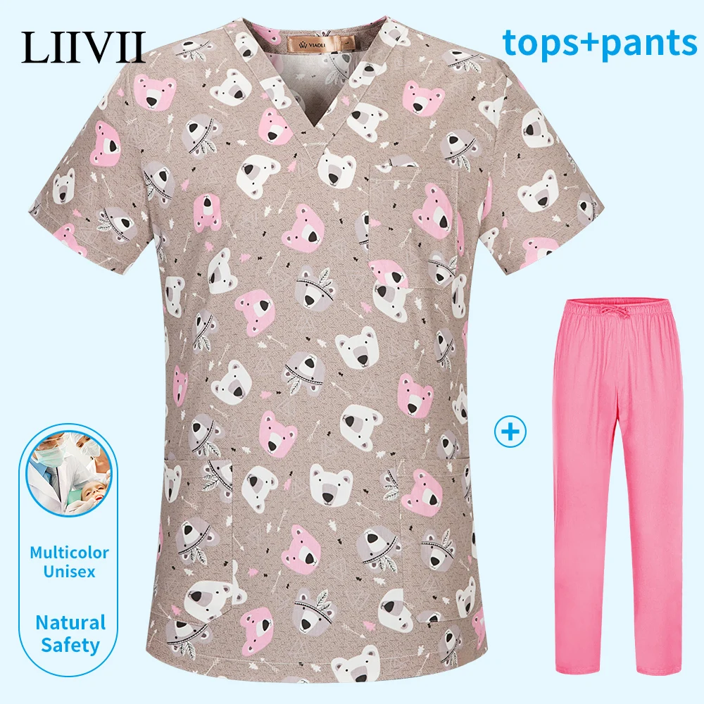 

Hot Sale Hospital Nurse Uniforms Short Sleeved V-Neck Scrubs Women Tops Working Uniform Blouse Nurse Uniform Nursing Scrubs Top