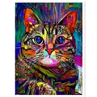 Картина по номерам масляная, рисование по номерам, кошка, холст с рамкой, ручная работа, красители для взрослых, рисование по номерам