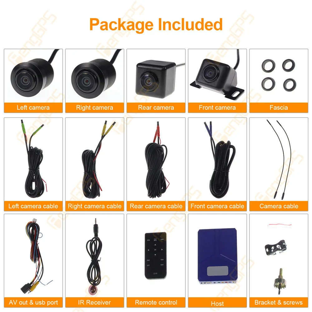 PengGPS Автомобильный видеорегистратор HD 3D 360 система объемного обзора вождение с