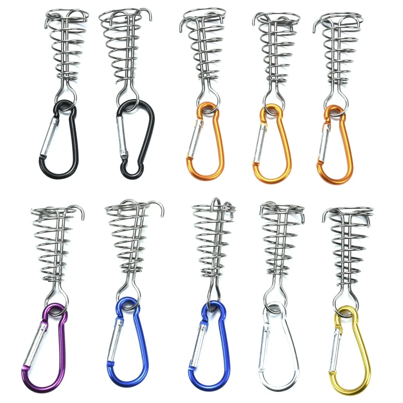 

Spiral Shaped Spring Octopus Deck Peg with Carabiner Hooks Durable Rope Buckle Tent Hooks Board Pegs For Camping Hiking
