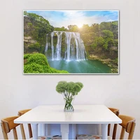scandinavian style nature landscape waterfall mountain lake forest jungle canvas poster wall pictures for living room home decor