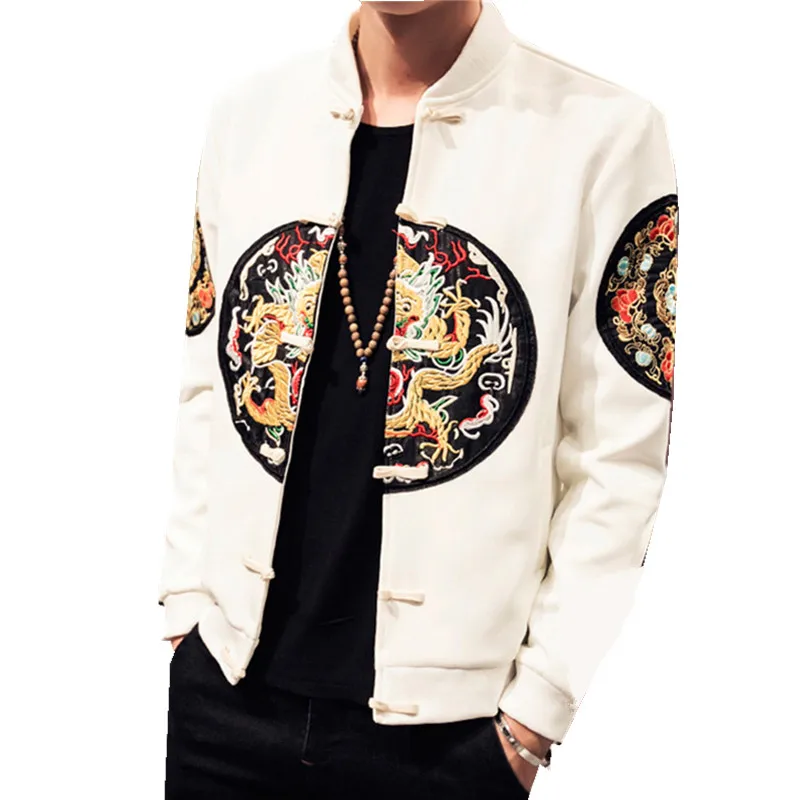 

Black Chinese Casual Style Baseball Mens Jackets And Coats Bomber Jacket Men's Spring Autumn Embroidery Clothing FYY209