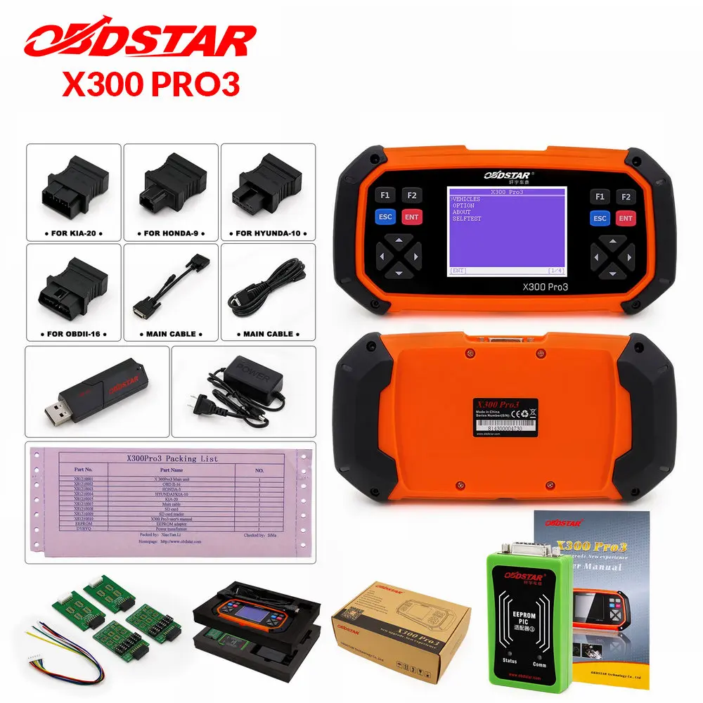 OBDSTAR X300 PRO3 Главная стандартная конфигурация иммобилайзера Odome/Регулировка