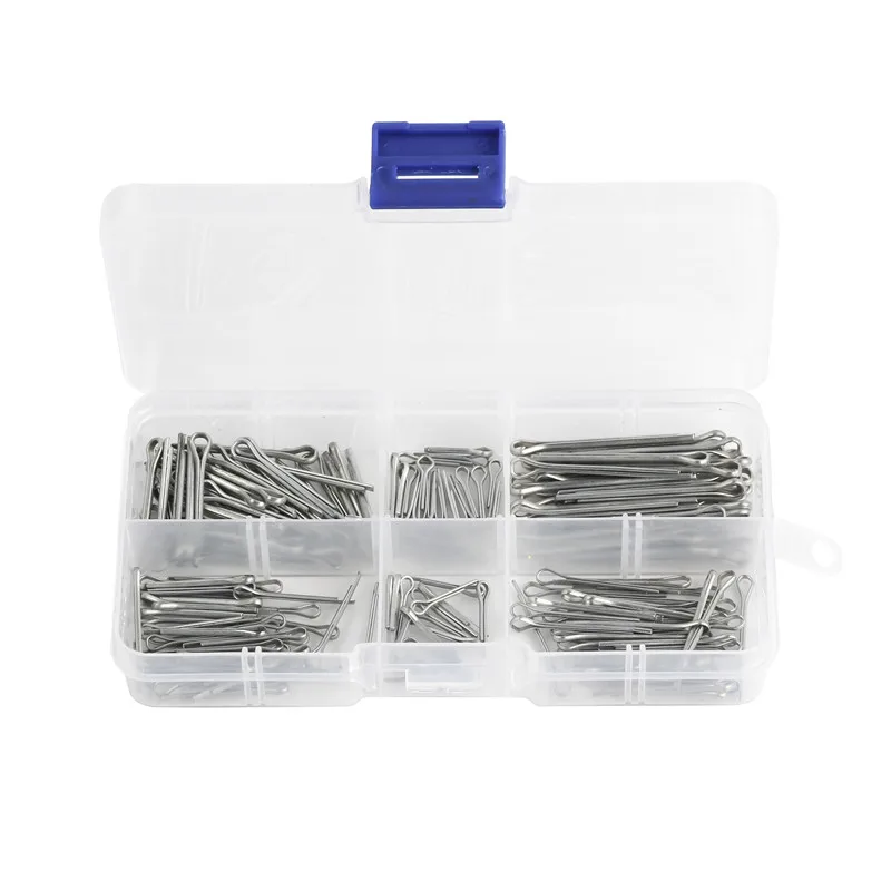 175Pcs Assorted Sizes Sliver Split Pins Cotter Fixings Zinc Plated Steel Hard Case Link Pin with box | Обустройство дома