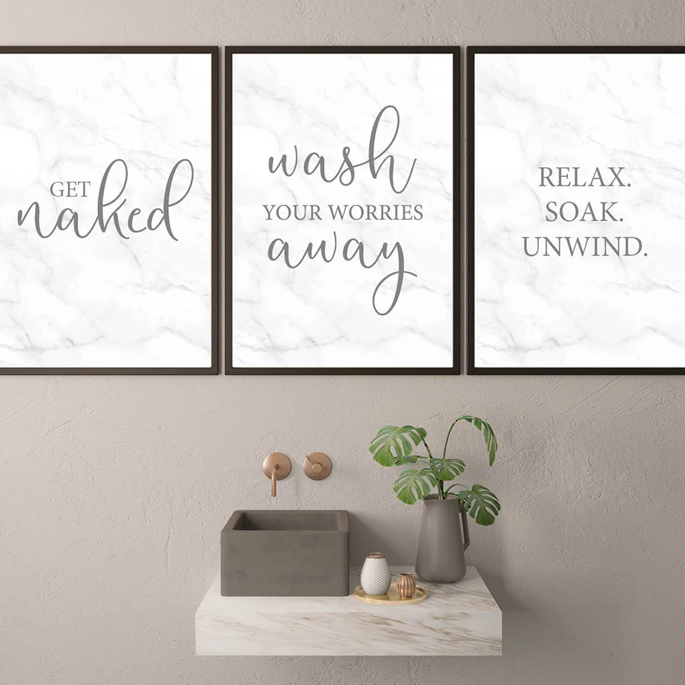 Расслабляйте и расслабляйте в туалете мойте свои заботы постер на мраморную