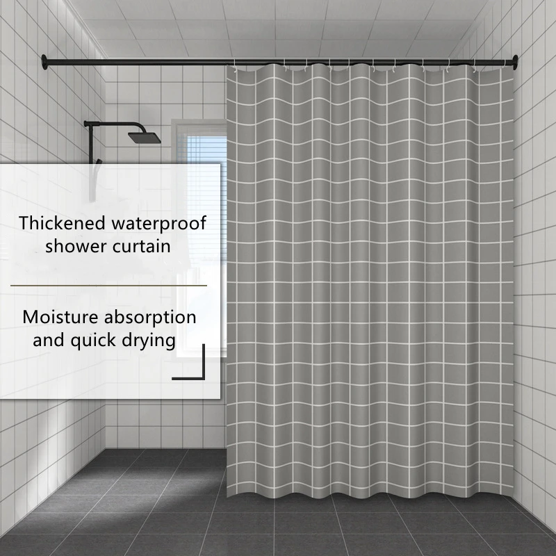 Водонепроницаемые занавески для душа толстые затемняющие с крючками белые серые
