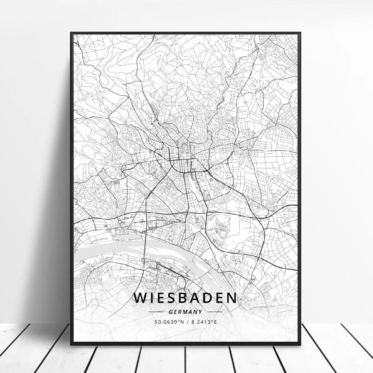 Фленсбург Wilhelmshaven Дортмунд Мангейм Висбаден Германия холст Художественная карта