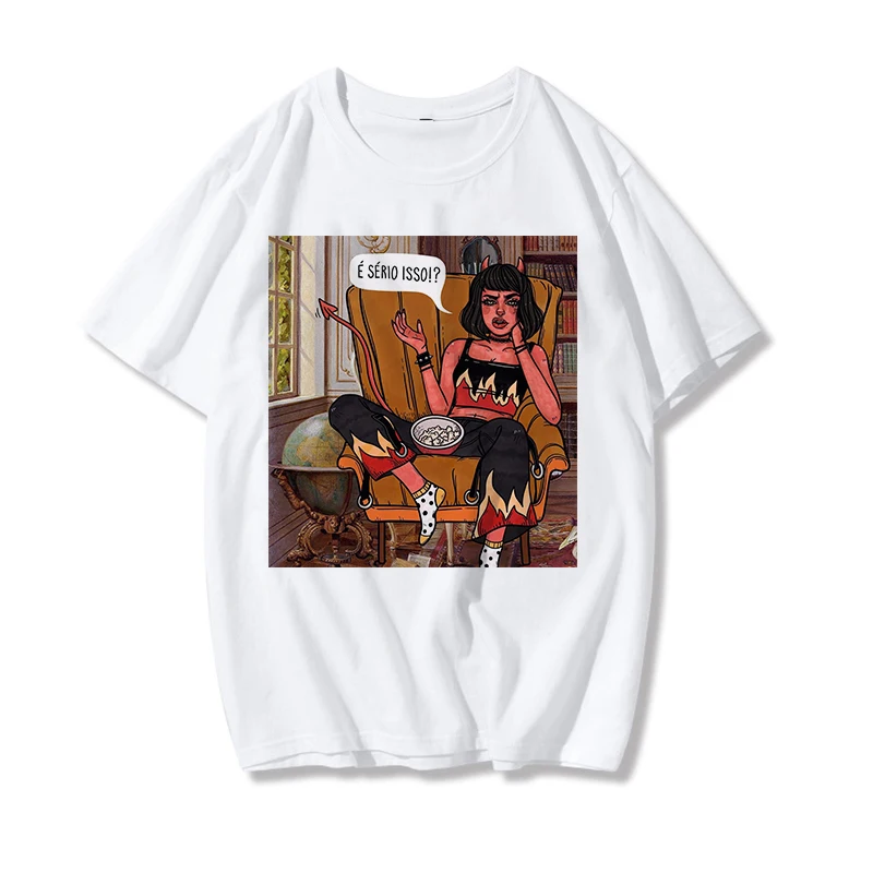 

Female T-shirt Angels Protect MeThe Demons Respect Me Women Tees Harajuku women T-Shirt Summer Vintage Chic Bf Loose Top Womens