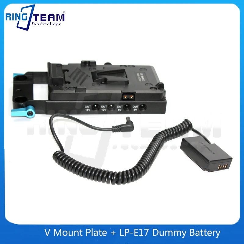 

DC to LP-E17 Dummy Battery DR-E18 DC Coupler + V Mount Plate for Canon Camera EOS RP 77D 200D 250D 750D T6i 760D T6s 800D 8000