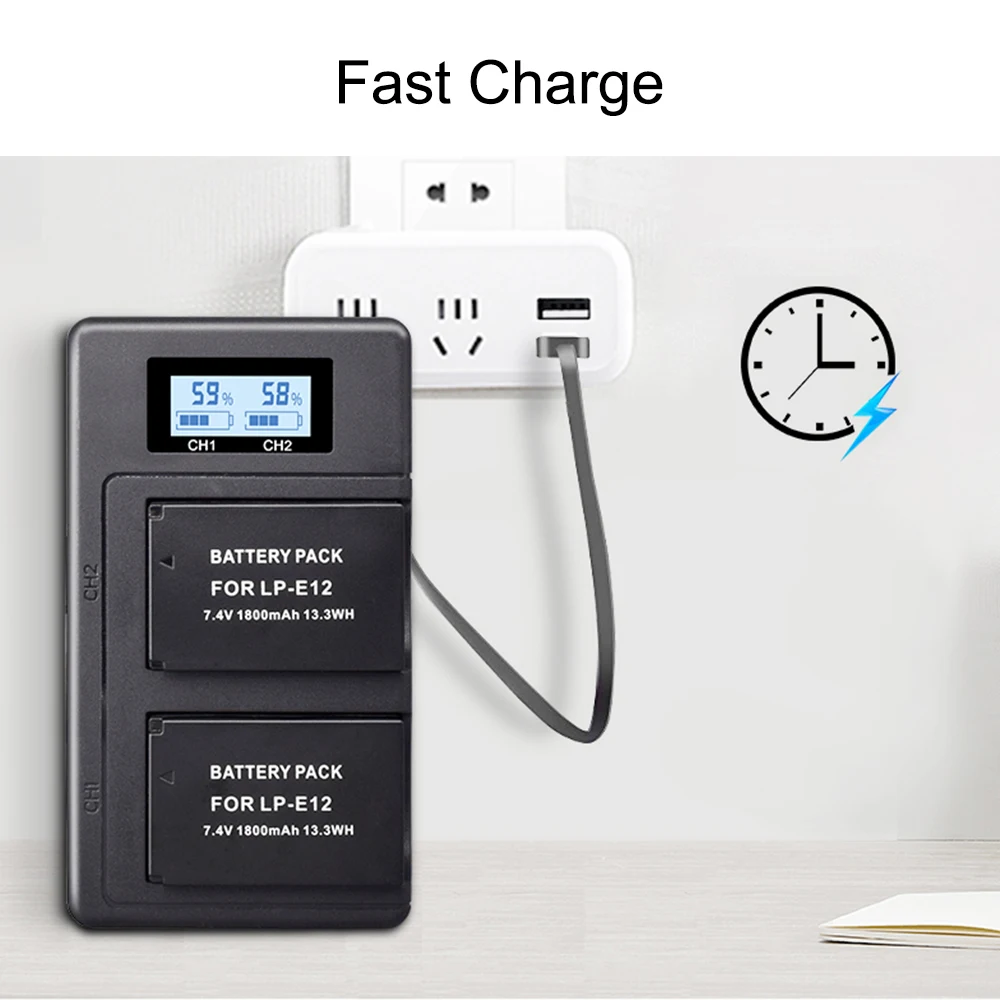 PALO 2 шт. LPE12 аккумуляторная батарея для камеры + USB умное Цифровое зарядное