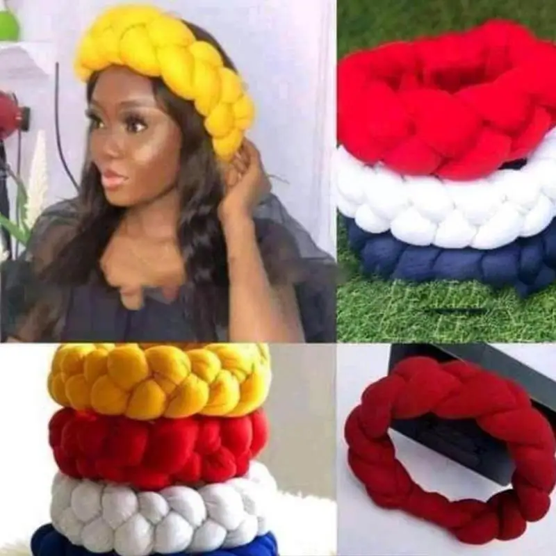 

Latest Candy Color Women Braids Headtie Elastic Hair Female Nigerian African Head Accessories Bands Cap Turban Wraps Headwear