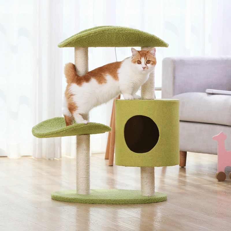 

Multifunctional Cat Litter Climbing Frame Sisal Small Platform Scratching Post Solid Wood Tree
