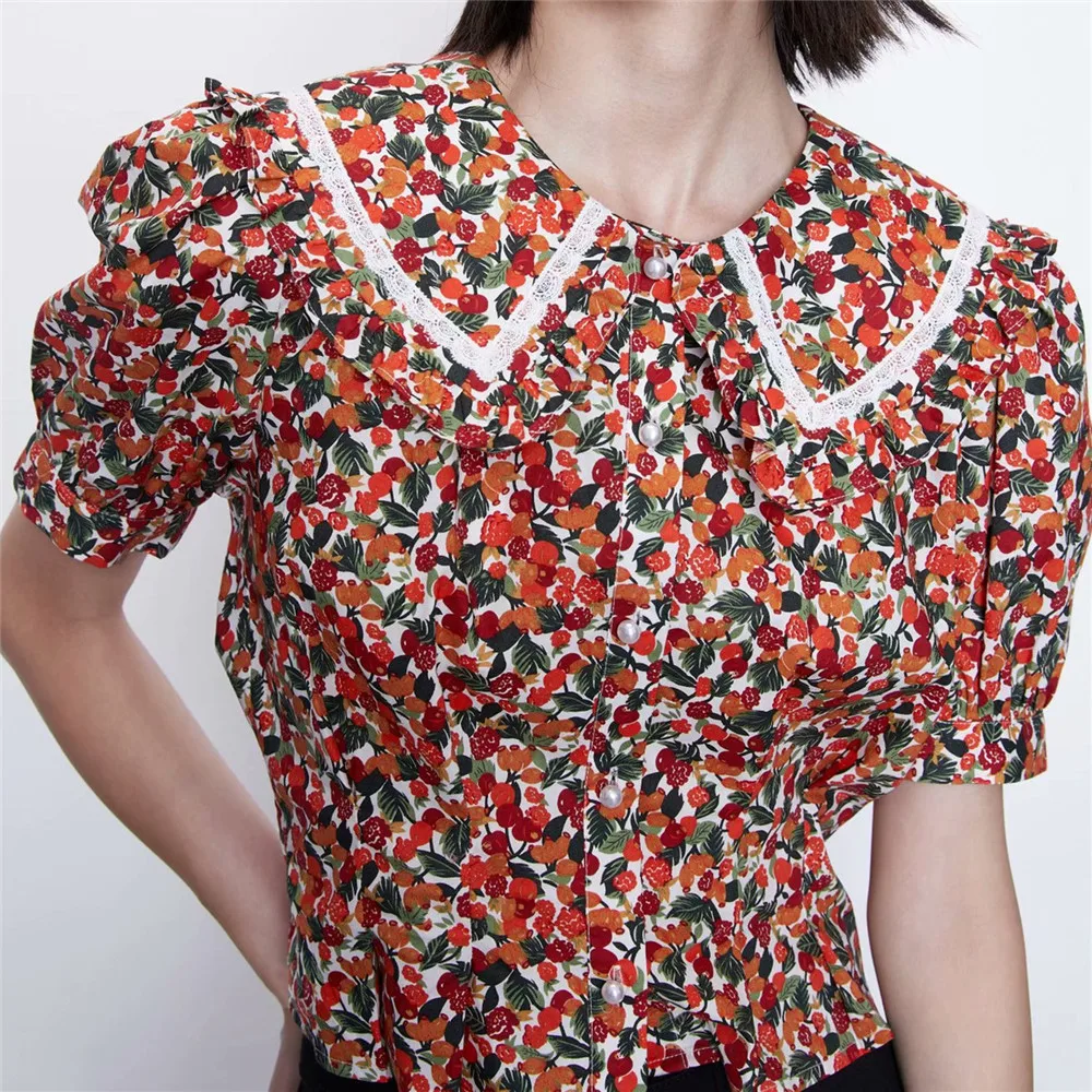 

Fashion Za Women Alifus shirt Summer 2020 New Vintage Tiny Floral Prints Modern Lady tops Stylish chic Shirt Vestidos