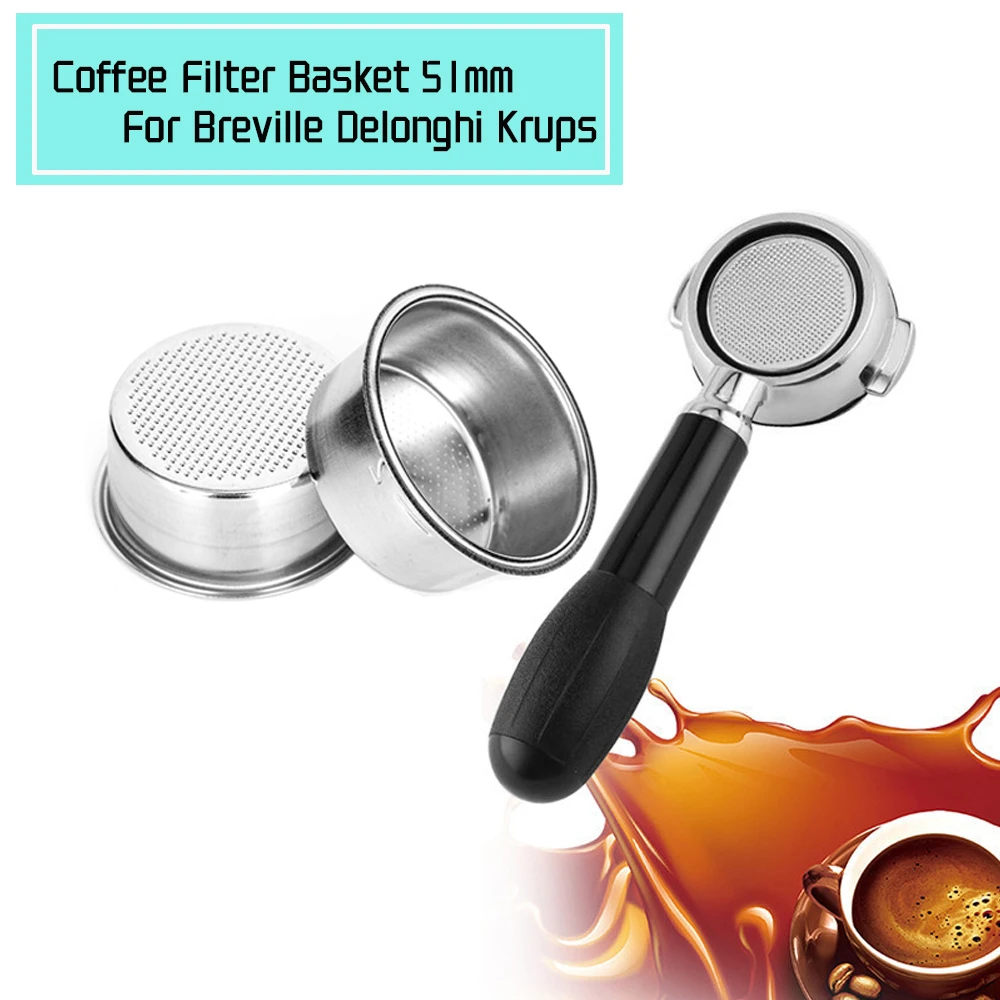 

Coffee Filter Cup 51mm Non Pressurized Filter Basket For Breville Delonghi Filter Krups Coffee Products Kitchen Accessories