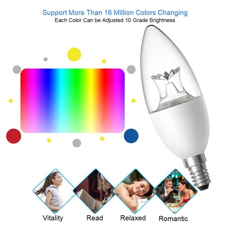 Умная Светодиодная лампа с Wi-Fi RGB RGBW E14 E27 диммер дистанционное управление через