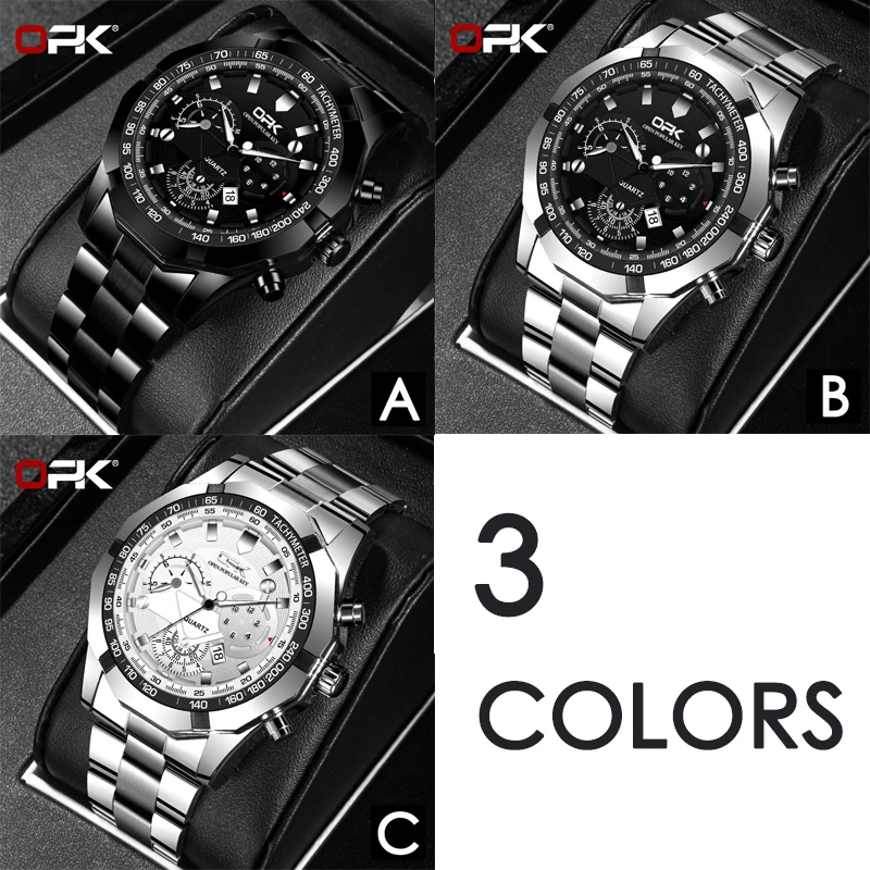 

OPK Fashion Casual Men's Watches Quartz Business Wristwatches Stainless Steel Band Watch