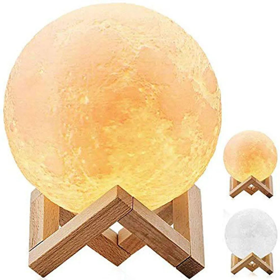 

Night Light 3D Print Light Touch Switch Rechargeable Moon Lamp 2 Color Change 3D Lamp Moon Bedroom Bookcase Home Decor Gift