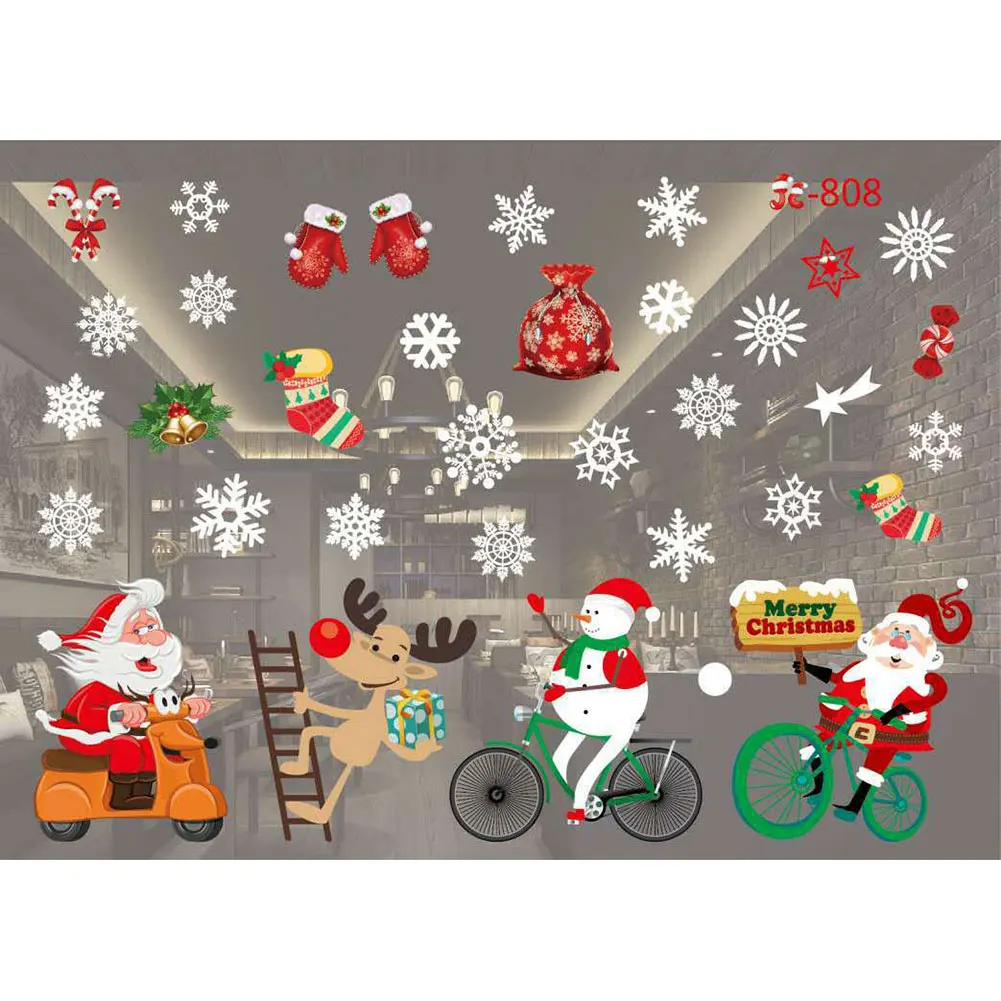 2pcs PVC Christmas Removable Decorative Window Sticker Wall Decals Home Decor | Дом и сад