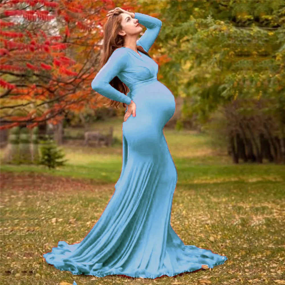 Cute Ruffles Pregnant Women Photo Props Sexy Maternity Dress Photography Long Pregnancy Shoot Maxi Gown For Baby Showers Party