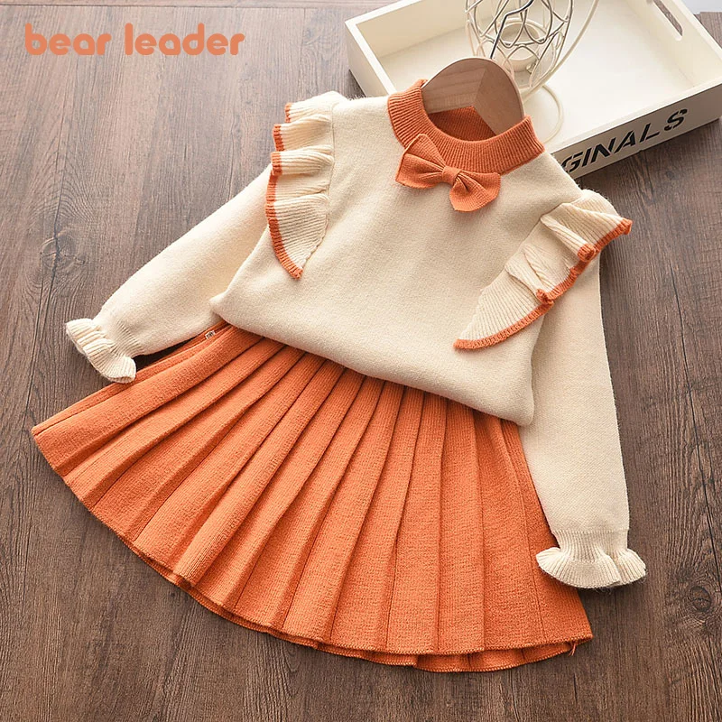 

Bear Leader Girls Cartoon Dress New Autumn Princess Dress Lovely Top and Leopard Dress Outfits Cute Kids Children Clothing 3 7Y