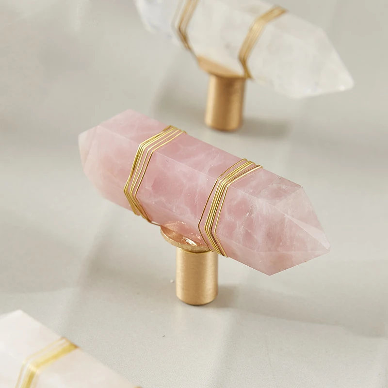 

Pink Natural crysta l+brass Knobs Cabinet Knob Handle Dresser Knobs Drawer / Cupboard Knobs Furniture Handle Pull Hardware