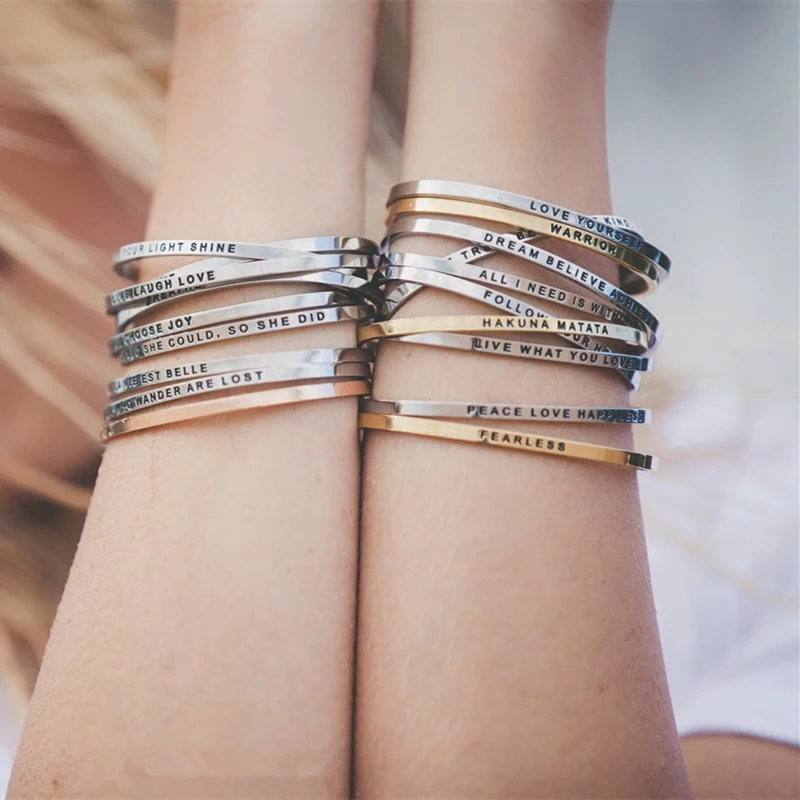 Вдохновляющие браслеты из нержавеющей стали золотые/серебряные/розовые золотые