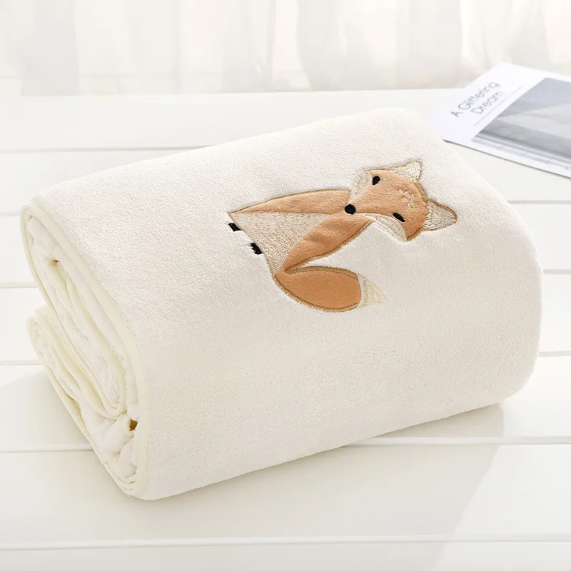 

Cartoon Animals Short Plush Infant Swaddle Newborn Envelope Stroller Blanket for Baby Bedding Quilt Soft Kids Bath Towel