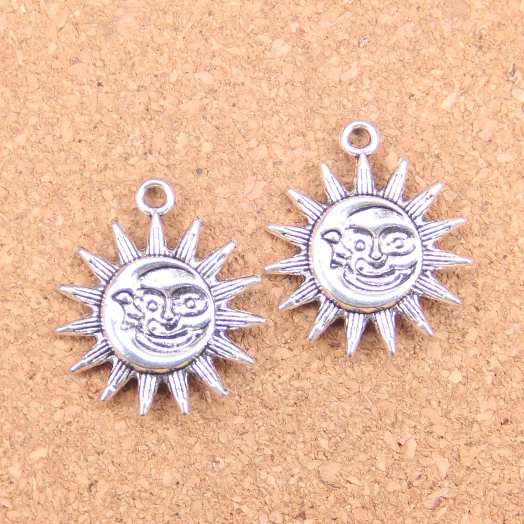 6 шт. Подвески двойными бортами sun moon 28x25 мм старинные подвески Винтаж ювелирные