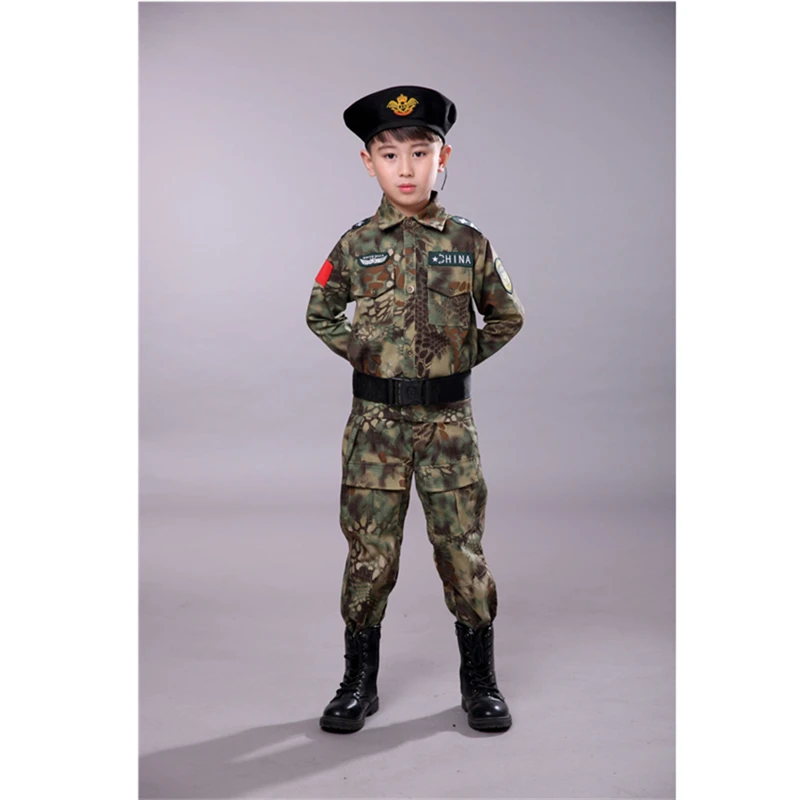 Color1 Long Set Детские военные тактические костюмы ACU, камуфляжные короткие и длинные армейские костюмы, Студенческая верхняя одежда для мальчиков, тренировочная форма - Цвет: Color1 Long Set